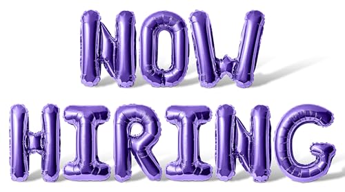 Letter Balloons - NOW HIRING 16" Inch Alphabet Letters Foil Mylar Balloon Hiring Event Party Banner (Purple)