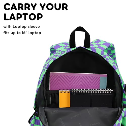 Image of J World Oz Middle School Backpack for Kids. Cute Laptop Bookbag for Girls Boys, Pixel Checkers