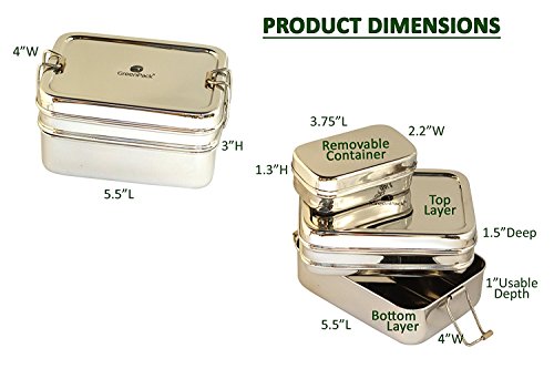 image for Green Pack Medium 3-in-1 Stainless Steel Lunch/Meal Box with 3 Compart