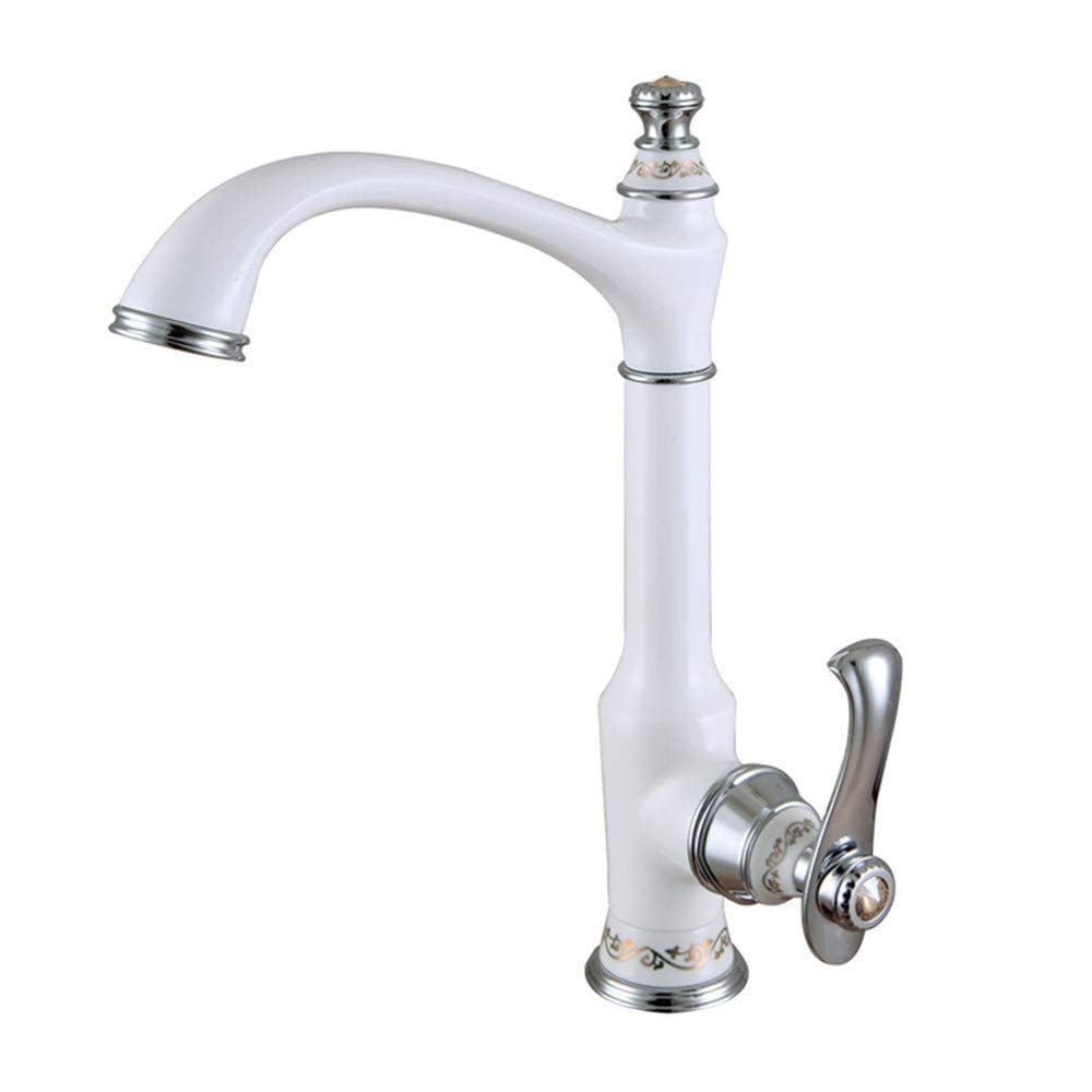Robinet de cuisine tout en cuivre mitigeur blanc orientable