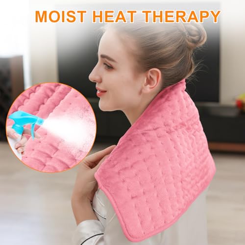 Image of Deepsoon Heating Pad,Electric Heating Pads for Back,Neck,Moist Heating Pad for Abdomen Shoulder Knee Legs,Dry /Moist Heat&Auto Shut Off,Mother's Day Birthday for Men and Women,BabyPink,24x12 Inch