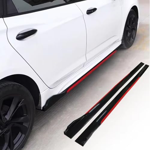 ljxwzh Faldones Laterales para Coche Extensiones de Labios para Nissan Qashqai J10 J11 2008-2020,Estribos Laterales ABS,Faldones Laterales Antirayaduras,Black-Red