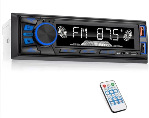 Image of Audio Wheels Car Radio Bluetooth Single DIN Car Stereo Audio, Car Audio with Handsfree and Remote Control,Supports FM / MP3 /SD /AUX /Dua USB /EQ /Quick Charge | Not a CD Player