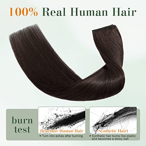 Image of Benehair One Piece Clip in Hair Extensions Human Hair Dark Brown Hair Extensions Clip in Human Hair 24inch 3 /4 Full Head Straight Remy Human Hair 5 Clips