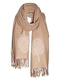 LUXURY CASHMERE SCARF MULBERRY CREAM BEIGE TREE PRINT SCARF REVERSABLE SUPER SOFT SUMMER WINTER SPRI