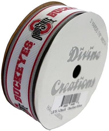 7/8" Ohio State Grosgrain Ribbon, Licensed by Divine Creations - Officially Licensed - 3 Yards (9 Feet)