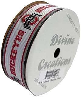 7/8" Ohio State Grosgrain Ribbon, Licensed by Divine Creations - Officially Licensed - 3 Yards (9 Feet)