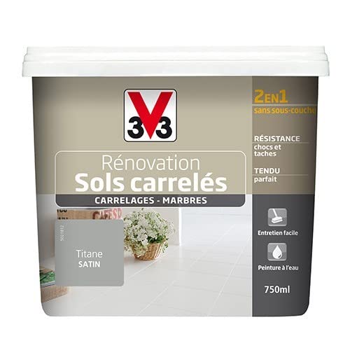 peinture rénovation sols carrelés titane satiné 0.75 l - V33