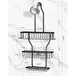 Shower Caddy Hanging - Never Rust Shower Hanging Organizer - Aluminum Over the ShowerHead Caddy with Soap Basket and 6 Hooks for Razor/Sponge (Black) - Image 2