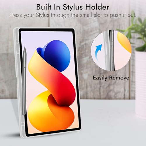Image of Robustrion Cover for Redmi Pad 2 Pro 12.1 inch Cover Case with [Pencil Holder], Hybrid Cover Case for Redmi Pad 2 Pro Tablet Cover with Transparent Back [Auto Sleep Wake Support] - Grey