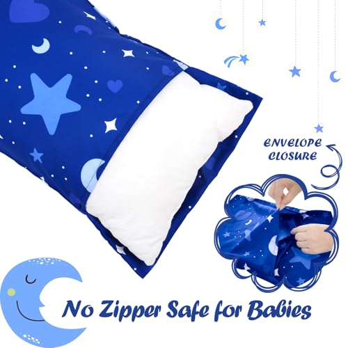 Image of UOMNY Toddler Pillowcases for Girls 13X18 12x16 14x19 Star Baby Pillow Case 2 Pack Small Pillow Covers for Travel Pillow Blue White