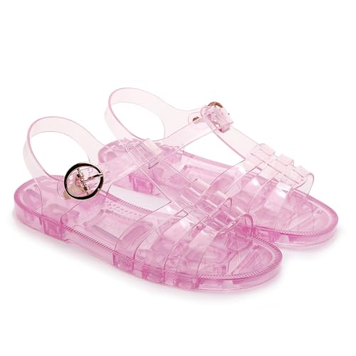 Image of Toddler Sandals Jelly Shoes Girls Unisex Boy Flat Retro Slides Clear Kids Water Slippers Slingback Summer Beach Size 8 Adjustable Buckle Glitter Dress Soft