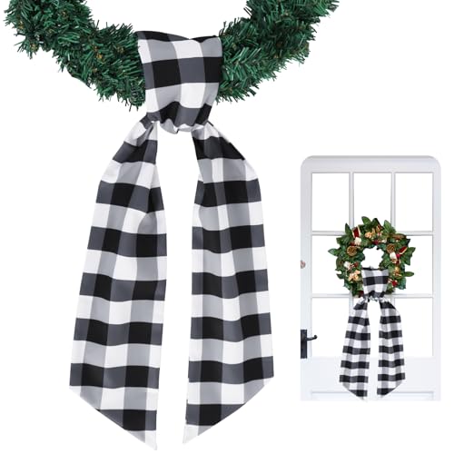 TONIFUL Wreath Sash for Front Door 4.5" x 56" Black