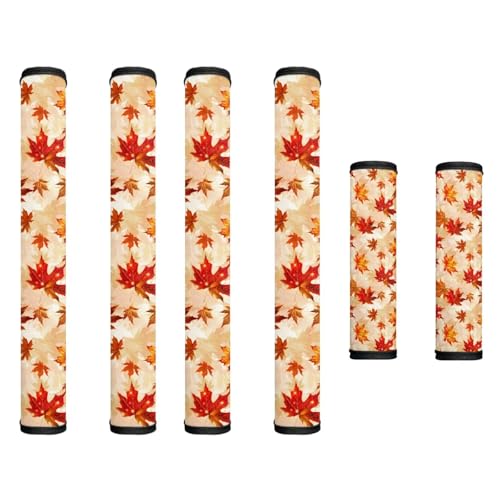 Image of Refrigerator Door Handle Covers Fall Maple Leaf Kitchen Appliance Handle Covers Set of 6 Thanksgiving Decor for Kitchen Fridge Microwave Dishwasher Door Cloth Protector