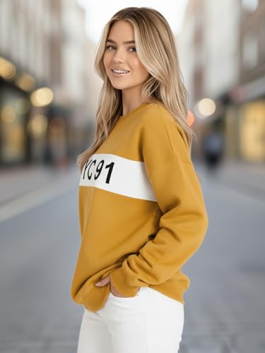 Image of LEOTUDE Women's Boyfriend /Loose Fit Full Sleeve Drop Shoulder Loopknit Round Neck Sweatshirt (Color Navy)