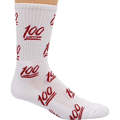 White with Red Keep It 100 Performance Athletic Crew Socks