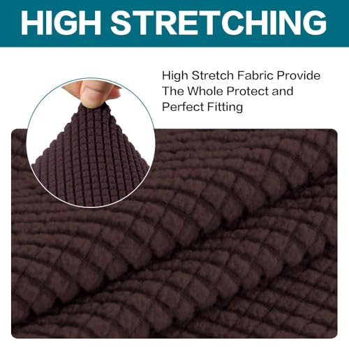 Image of Turquoize 2 Piece Chair Covers Chair Slipcovers for Living Room Small Armchair Chair Cover with Arms Washable Furniture Cover for Chairs Feature Thick Jacquard Fabric (Small Armchair, Brown)