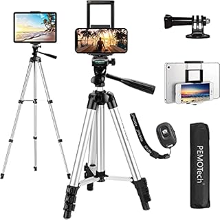 Tripod for iPhone/iPad, PEMOTech 42 Inch Aluminum Portable Camera Tripod, Phone Tripod Stand for iPhone/Samsung/DSLR Camera with Tablet & Phone Holder, Remote Control, Adapter for Gopro, Carry Bag