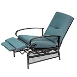 Patiomore Patio Adjustable Lounge Chair, Outdoor Recliner Metal Automatic Chaise Chair with Removabl