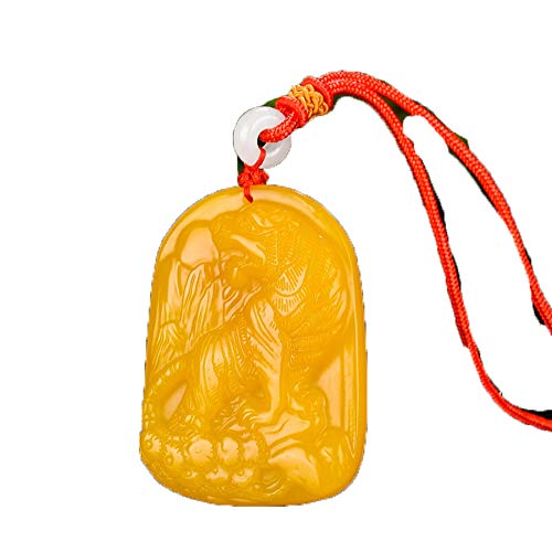 Pendentif Dragon Jade Jaune Contre le Stress, Collier de Protection Naturel