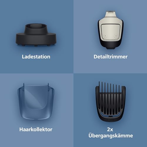 Philips Bartschneider 7000er-Serie – selbstschärfende Metallklingen, 40 Längeneinstellungen, BeardSense-Technologie, Haarkollektor… – Ansicht 4
