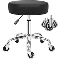 ANWBROAD Rollhocker höhenverstellbar mit Rollen 360° Drehhocker Hocker, Arbeitshocker bis 205 kg belastbar PU-Sitzpolsterung für Salon Spa, Haushalt und Kliniken Schwarz WSC001B