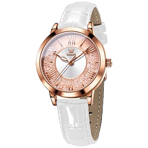 腕時計 レディース おしゃれ うで時計 時計 防水 超薄型 女性用 革ベル トブランド 革 アナログ 小さい シンプルな文字盤 が見やすい ファッション 薄い 薄型軽量 高校生 watch for women ladies watch OLEVS (whi