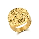 Ayoiow Anillos para hombre, anillo de acero inoxidable para hombre, boda, vintage, cruz Jesús, T 1/2, Acero inoxidable, Sin piedra preciosa