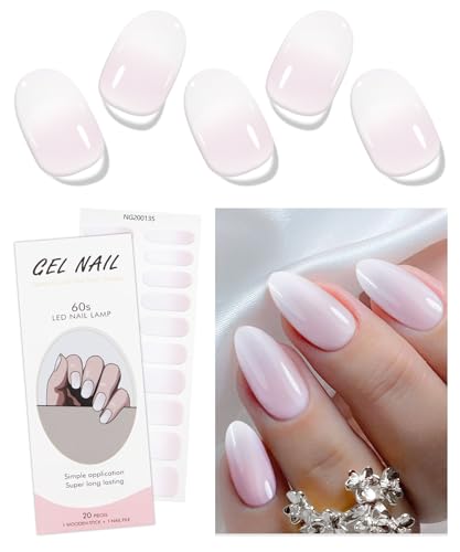 JMEOWIO Gel Nail Stickers Gradient Semi Cured Gel Nail Strips Wraps UV/LED Nails Art Design Decoration Accessories