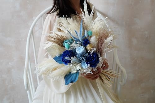 Ramo de Pasto Florido Seco Azul para Bodas y Eventos miniatura 5