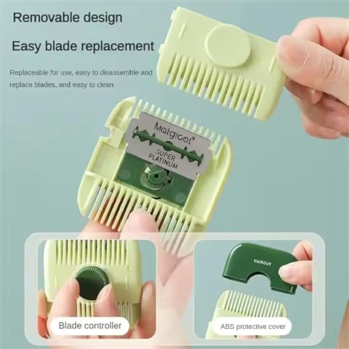 Image of 2-in-1 Manual Hair Trimmer Razor Comb | Dual-Sided Split End & Bang Cutting Tool with Adjustable Blades | Safe Grooming Comb for Men, Women & Kids - Portable & Easy to Clean