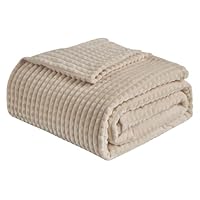 EMME Kuscheldecke Flauschige - 3D-Touch-Erlebnis 200x230cm Fleecedecke, Tagesdecke, Weiche Warme Wolldecke Überwurfdecke, Couchdecke, Decke für Sofa, Wohndecke, Beige