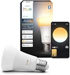 Philips Hue Smart LED A19 Bulb, White Ambiance, E26 Base, 9.5W, Full Spectrum Light 2200K-6500K, 1100 Lumens, Dimmable, Works with Alexa, Google Assistant, and Apple Home, 1 Pack