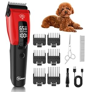 Hatteker Tondeuse pour chiens Tondeuse électrique professionnelle pour animaux avec 7500RPM Tondeuse chien chat Tondeuse pour chiens sans fil Lumière auxiliaire