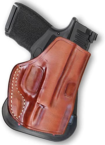 Premium Leather OWB Paddle Holster Open Top Fits, Taurus TH9c Compact 9mm Polymer Frame 3.54’’, Right Hand Draw, Brown Color #1594#