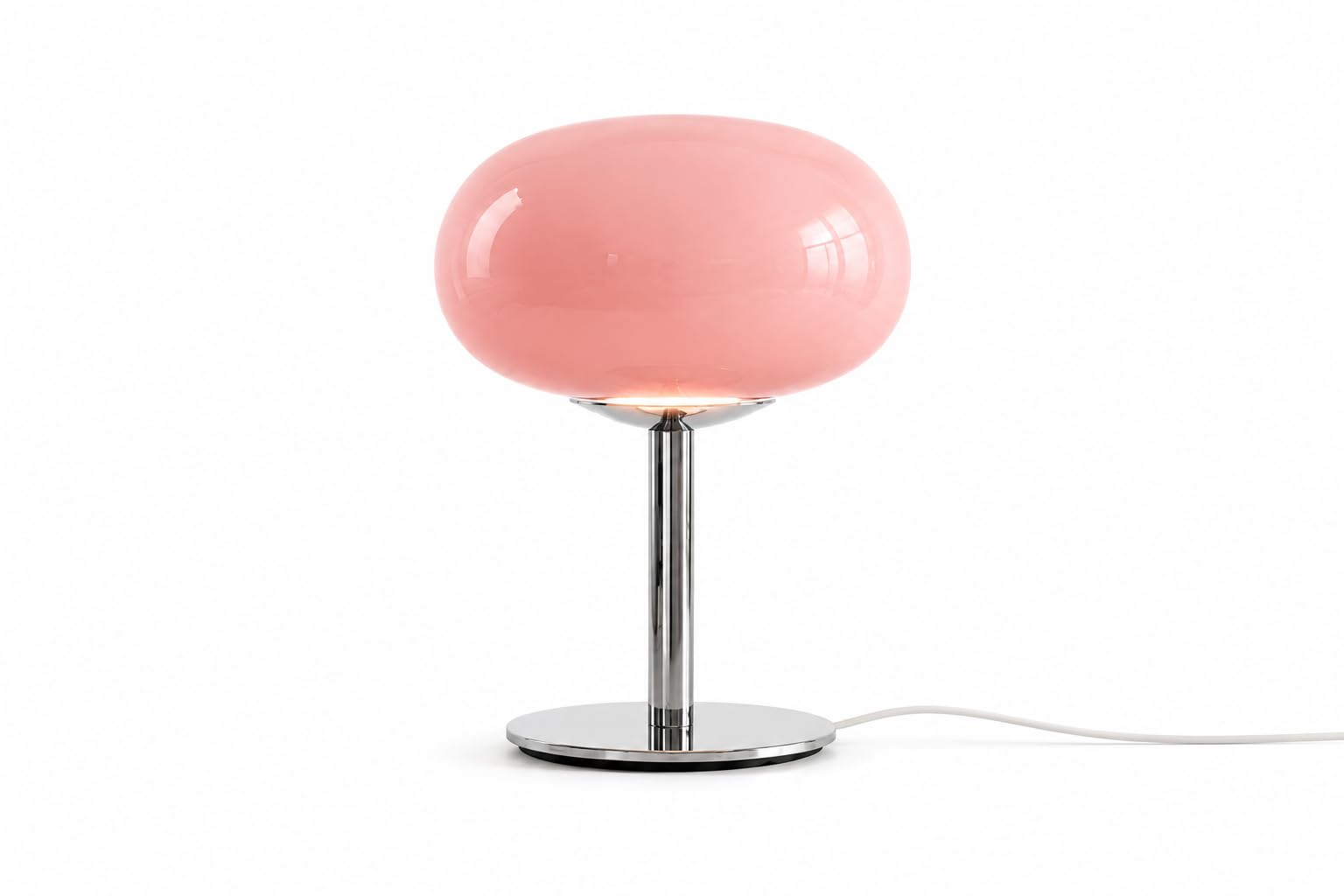 Rosé Aura – Moderne Design-Tischlampe aus Metall & Glas – Rosa Pilzlampe Ø 20 cm – 28 cm Höhe – Elegante Deko-Leuchte für Wohnzimmer, Schlafzimmer & Sideboard