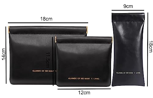 Image of House of Quirk Cosmetic Bag for Women Makeup Bag for Purse Travel Makeup Organizer Bag Waterproof Makeup Pouch with Sunglasses Case (Pack of 3, Black)