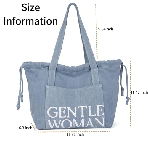 Bolso Tote de mezclilla casual grande para mujer miniatura 5