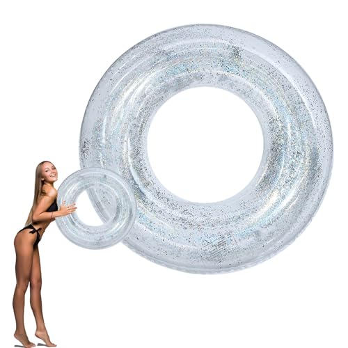 Cerchio Gonfiabile Piscina silver 90cm con Brillantini Iridescenti - Gioco Acquatico per Spiaggia, Lago e Piscine Gonfiabili, Anello Nuoto Ricreativo per Divertimento Estivo Familiare