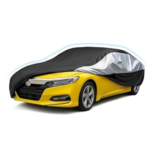 Waterproof Car Cover for Automobiles All Weather – Outdoor Full Exterior Covers for Snow Hail Ice Protector – Universal Cars Tarps for Toyota BMW Ford Honda Chevy – Auto Covers Fits Sedans 195″-205″