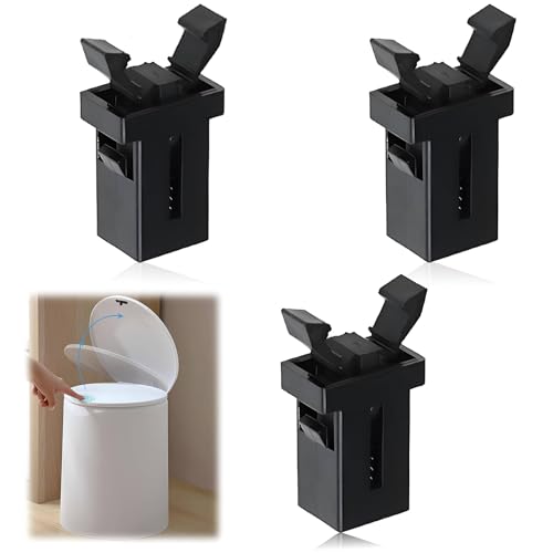 Bin Lid Clasp Replacement, 3 Pcs Touch Top Lid Bin Latch Lock Plastic catch/latch for Kitchen Bin (Black)