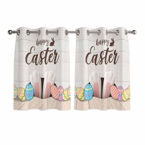 Jrskoticrtt Happy Easter Window Curtains with Grommets Kitchen Drapes, Colorful