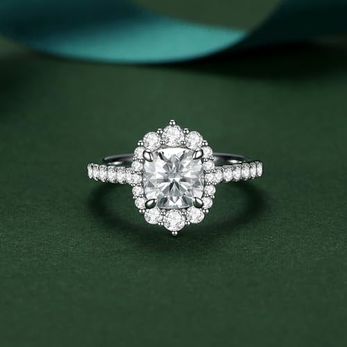 Moissanite Rings for Women Engagement Ring 925 Sterling Silver with 18K White Gold Plated Wedding Promise Rings for Her Christmas Gift3