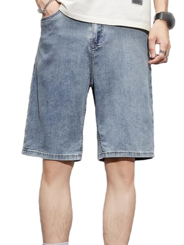 Casual Relaxed Fit Straight Denim Shorts for Men Summer Beach Short Classic Fashion Washed Jean Shorts