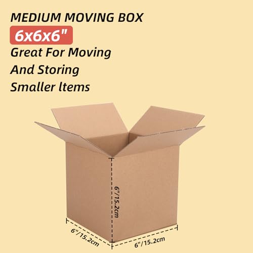 Image of Schliersee 6x6x6 Shipping Boxes Set, Kraft Corrugated Cardboard Brown Square Box Mailers, Small Business Corrugated Packaging Box, Pack of 6