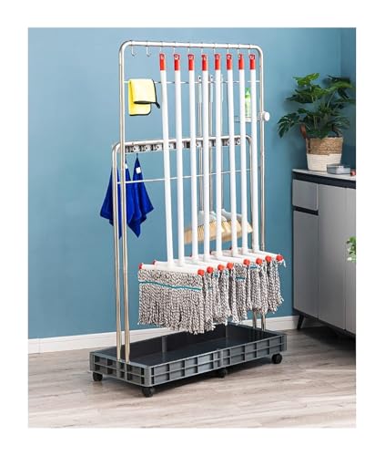 Chariot de rangement pour outils de nettoyage mobile anti-encombrement
