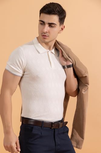 Image of Armisto Men's 100% Cotton Fancy Party Polo T-Shirt /Neutral Colour