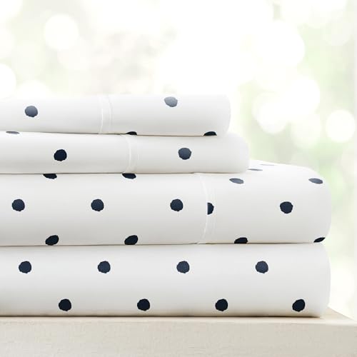 Linen Market LMB-4PC-DOT-KING-NAVY