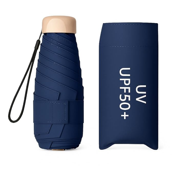 Image of Mini Pocket Umbrella - Compact Travel Umbrella with Case, Lightweight UV Protection, Windproof & Waterproof Folding Manual Umbrella's for Women, Men & Kids -(Multi Color)