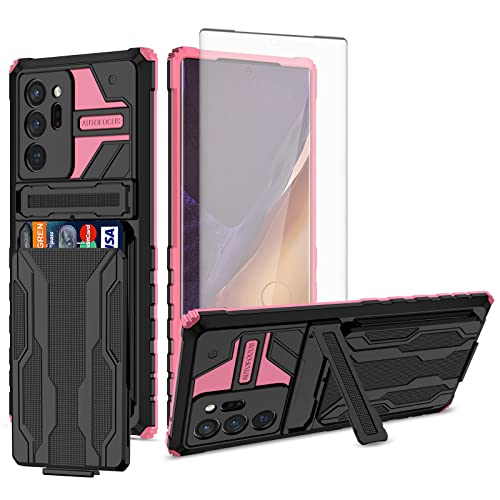 Coque Samsung Note 20 Ultra avec porte-carte fin et protection écran rose